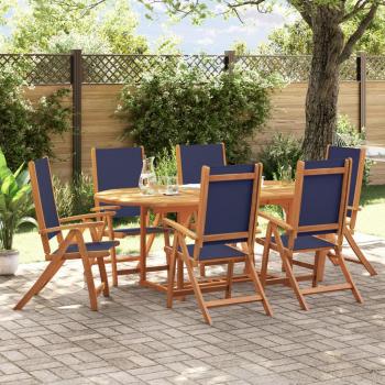 Juego de comedor de jardín 7 piezas madera maciza acacia y textileno marrón