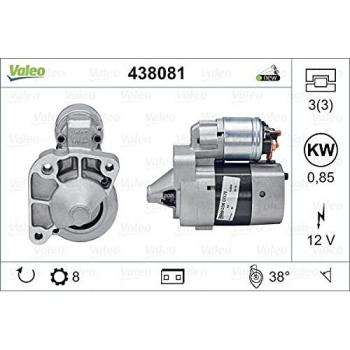 Motor de Arranque VALEO 438081 - Potencia nominal: 0,85 kW - Stop & Start: NO - Número de dientes: 8 dientes - Tensión: 12 V - Sentido de rotación: CLOCK