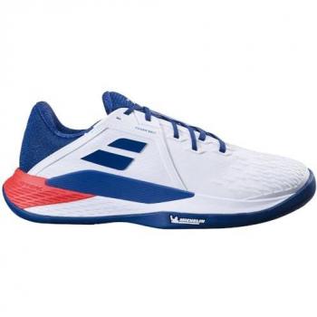 Zapatillas de Tenis Babolat Propulse Fury 3 para Tierra Batida - Blancas y Azul Oscuro