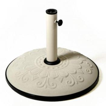 Base de Sombrilla Blanca Decorada 50 cm, 25 kg, Tubo de Soporte 5,8x0,12h28