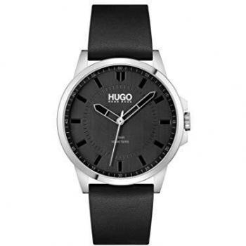 HUGO First Reloj 1530188 para Hombre con Correa de Piel Negra