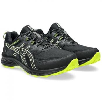 Zapatillas de Trail Running ASICS GEL-Venture 9 Waterproof negras con detalles en verde, talla 46.5