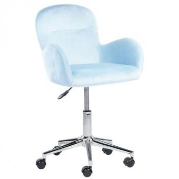 Silla de oficina giratoria de terciopelo azul claro Priddy, altura ajustable