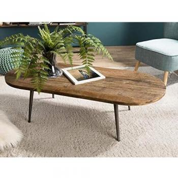 Mesa de centro ovalada de madera de teca reciclada y metal 120 cm - MACABANE ALIDA