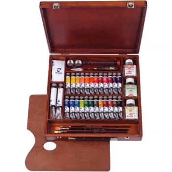 CAJA DE MADERA PINTURAS AL ÓLEO VAN GOGH 24 TUBOS DE 20 ML + 2 TUBOS DE 60 ML + AUXILIARES + ACCESORIOS