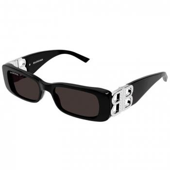 Balenciaga Women's Rectangular Sunglasses BB0096S - Black/Gray Solid, 51mm