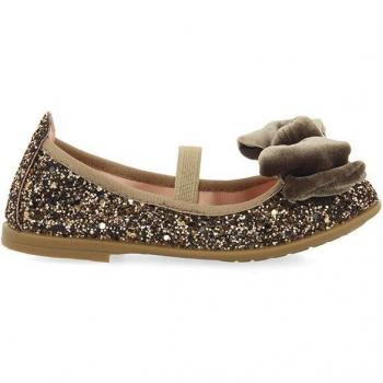 Bailarinas de Glitter Color Cobre con Lazo de Terciopelo para Niña Koge