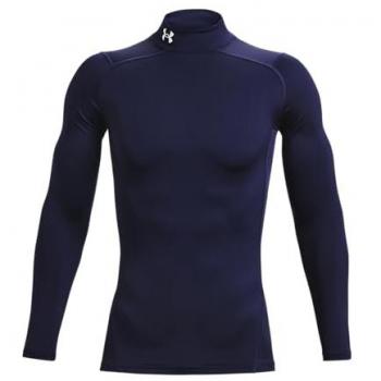 Camiseta térmica de hombre Under Armour ColdGear Compression Mock de manga larga azul marino, tecnología antiolor, cuello alto, talla XXL