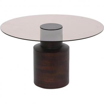Mesa centro cristal mango 80x80x40 marrón oscuro