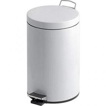 Cubos de basura a pedal con interior de plástico, 20 litros, dimensiones HxØ 445 x 292 mm, color blanco
