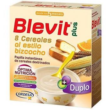 Blevit Plus Duplo Papilla de 8 Cereales con Sabor a Bizcocho y Naranja para Bebés desde los 5 Meses - 600g