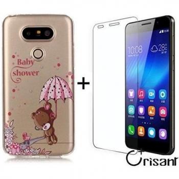 case cover para LG G5,Crisant El oso encantador Diseño Protección suave Transparente TPU Gel silicona Teléfono Celular Back funda Carcasa para LG G5 + UN Vidrio Templado Protector de Pantalla Film
