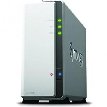 Synology DS115j Serie J - Sistema de Almacenamiento NAS Externo con 1 Bahía, 256 MB RAM, 2 Puertos USB 2.0 y Puerto Ethernet Gigabit, Color Plata