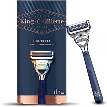 King C. Gillette Maquinilla Para Afeitar El Cuello Mango De Máquina + 1 Cuchilla De Recambio