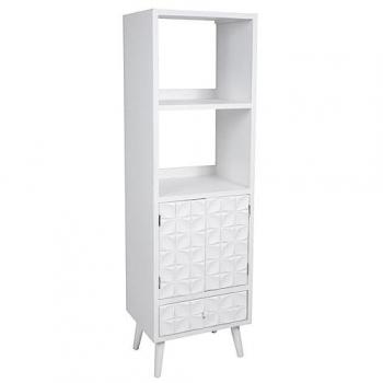 Estantería Wanderlust Deco Blanca de Madera de Abeto y MDF con 1 balda y 7 cajones, dimensiones 50 x 42 x 168 cm