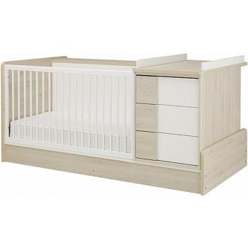 Cuna Compacta Evolutiva Sacha 70x140 cm. Pino Claro/Blanco