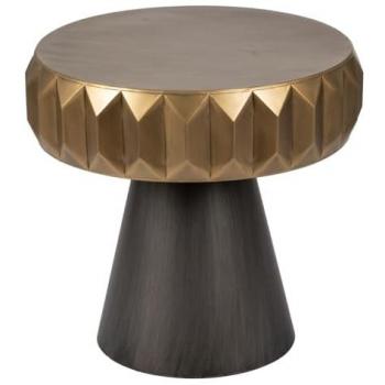 Mesita Auxiliar Negro Dorado Hierro 63 x 63 x 62 cm