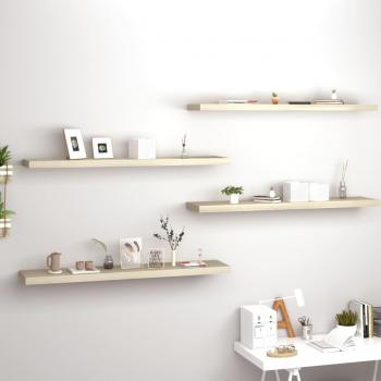 Estantes flotantes de pared 4 piezas color roble en MDF 120x23,5x3,8 cm
