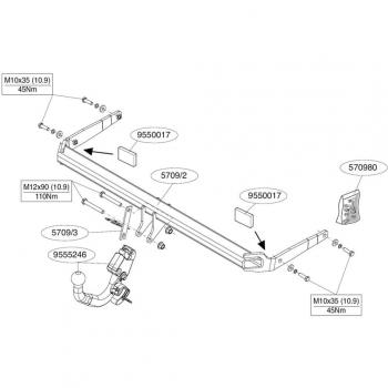 Enganche de remolque desmontable Brink 570900, compatible con vehículos, capacidad de carga elevada, fácil instalación y desmontaje, diseño discreto que se oculta cuando no está en uso