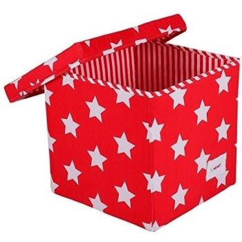 Minene 1263 - Cubo de tela, diseño estrellas, color rojo