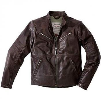 P164-044 56 - Spidi Garage Leather Motorcycle Jacket 56 Brown