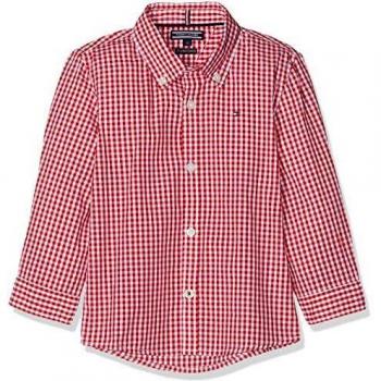 Tommy Hilfiger Boys Gingham Shirt L/s Blusa, Rojo