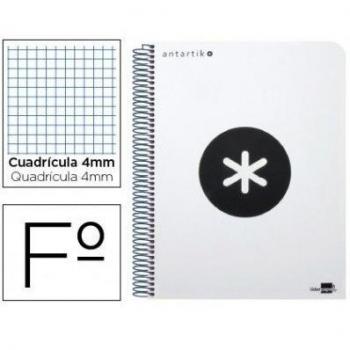 CUADERNO ANTARTIK TAMAÑO FOLIO DE CUADRICULA 4 MM COLOR BLANCO