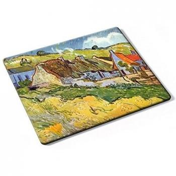 Van Gogh - Huts In Auvers, Designer Almohadilla del Ratón Mouse Mouse Pad con Diseño Colorido. Auténtica Alfombrilla de 250 x 190 mm. Tamaño Ideal de Media para el Uso Diario.