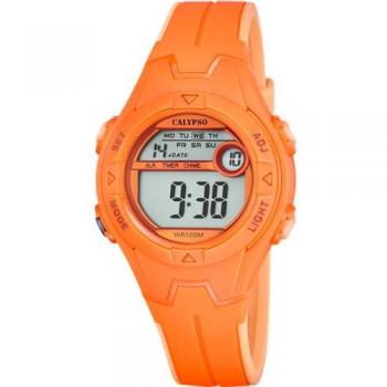Reloj Infantil Digital Calypso Junior K5849/4 Naranja Unisex con Cronógrafo y Función de Parada