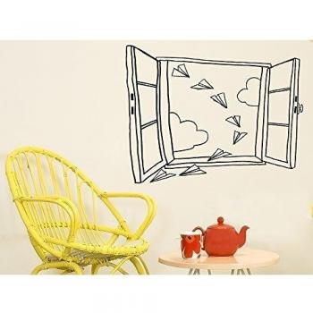 Chispum VIVEN007L - Vinilo decorativo, 58 X 65 cm, diseño Ventana aviones