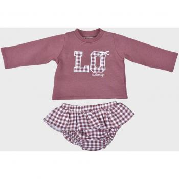 Conjunto de bebé niña rosa con dibujo frontal