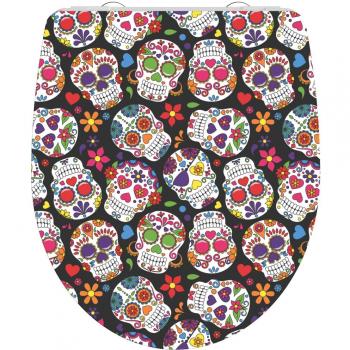 Tapa de váter cierre suave CRAZY SKULL duroplástico brillante, Asiento wc Duroplast con brillo y cierre suave crazy skull Multicolor, Tapa de Váter Cierre Suave MAGIC LIGHT Duroplástico Brillante As