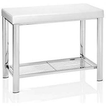 ANDREA HOUSE Taburete DOB.EF.Piel BL/CR.61X32X49
