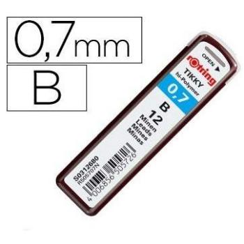 Minas Rotring grafito 0,7 mm b estuche de 12 minas