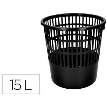 Papelera plástico Liderpapel Ecouse 100% reciclada 15 litros color negro 285x290 mm