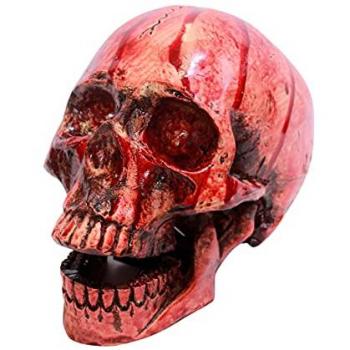 Cráneo de Resina Ensangrentada 18 cm - Disfraz de Látex Resistente, Pintado a Mano, Decoración Halloween y Carnaval