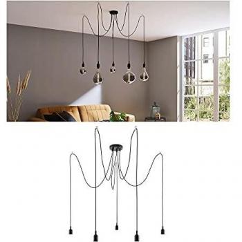 Lámpara Colgante Neordic Ketil, 5 Luces E27, Máx. 100W, Diseño Moderno en Negro