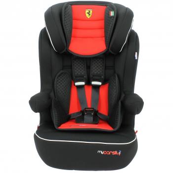 Mycarsit - Silla de coche ferrari isofix grupo 1/2/3 de 9 a 36kg - fabricación 100% francesa - 3 estrellas test tcs - 4 colorido - protecciones laterales - reposa cabeza relleno y ajustable -reposa brazos abatibles