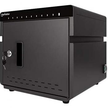 Armario de Carga USB-C para 10 Dispositivos Móviles, 180W, Ventilación Silenciosa, Cerradura con 2 Llaves, Compatible con Tablets y Smartphones, Negro