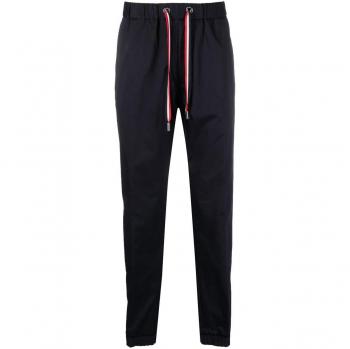 Moncler Men's Slim-fit Cotton Trousers in Blue, Size 48 (M), Color 781