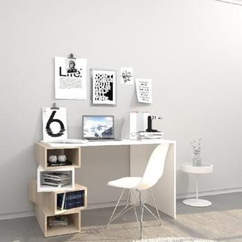 Escritorio Laura Epikasa, Tablero de Aglomerado de Melamina, Blanco y Sonoma, 120x60x75 cm