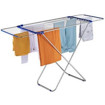 Tendedero Extensible Plegable de Acero Inoxidable con 13,6 m de Longitud para Secado y Dimensiones 97x176x55 cm en Color Plateado