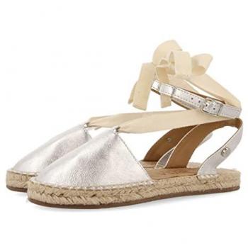 Sandalias Espadrille Plata Niña Piel Metalizada Gioseppo Kids