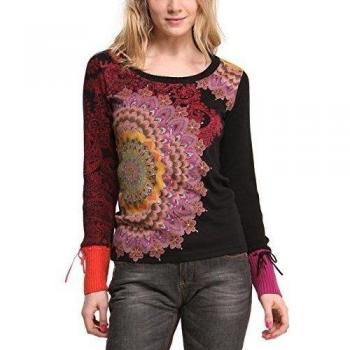 Desigual Desigual - Camiseta de manga larga con cuello barco para mujer, color rosa primula 3063, talla 40