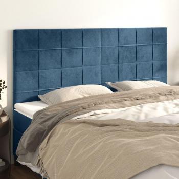 Cabecero de terciopelo azul oscuro 4 piezas 100x5x78/88 cm