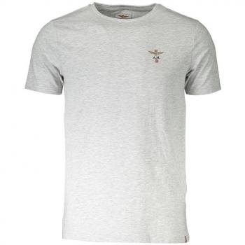 Aeronautica Militare Gray Cotton T-Shirt - M, Male, Logo Round Neck