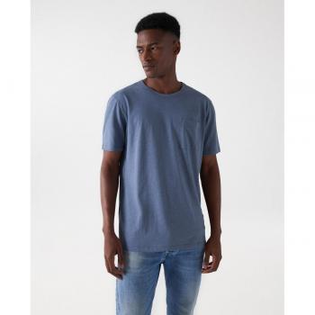 Salsa Jeans - Camiseta de hombre con mezcla de lino y diseño en color azul, manga corta.
