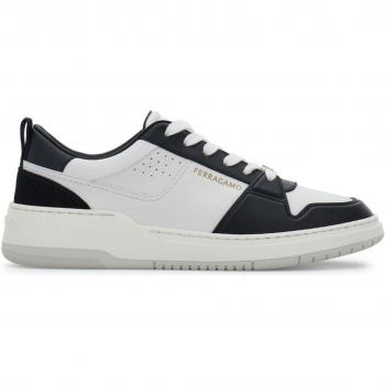 Ferragamo Men's Logo Leather Sneakers in Black, Size 6, Multicolor, Two-Tone