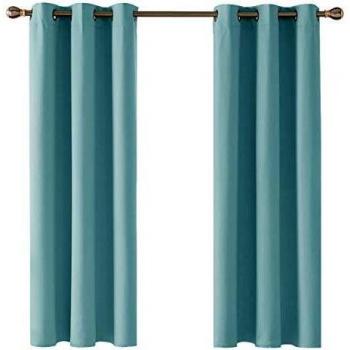 Deconovo Cortinas Salón Opacas Modernas Térmicas Aislante Decorativas con Ojales 2 Piezas 107x160cm Azul Cielo