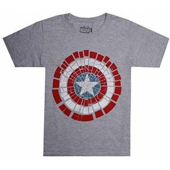 Marvel Capatain America Shield Shattered Camiseta, Gris
